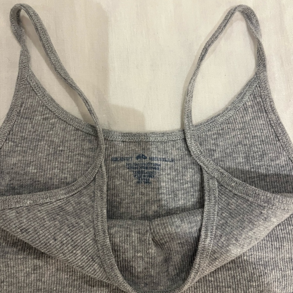 Gray Ribbed Brandy Melville Cropped Tank Top